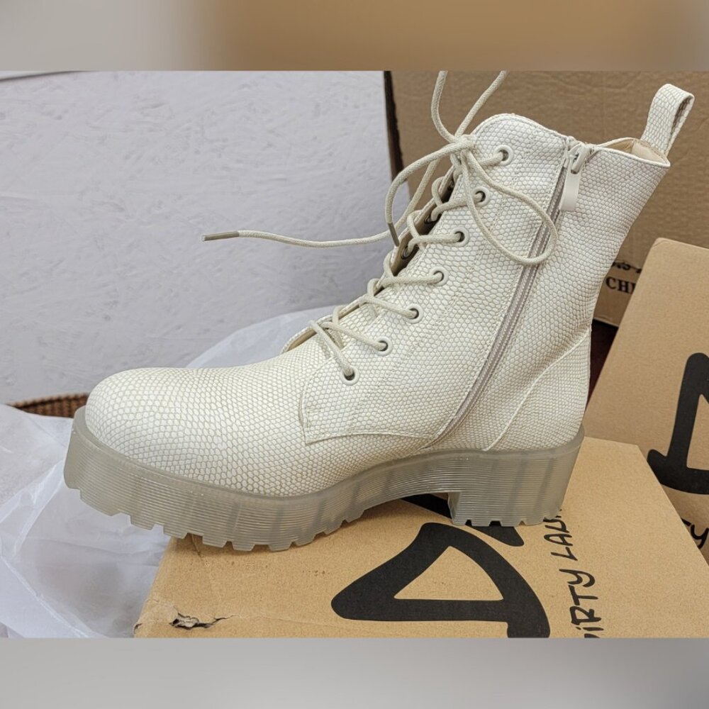 DK cream combat boots